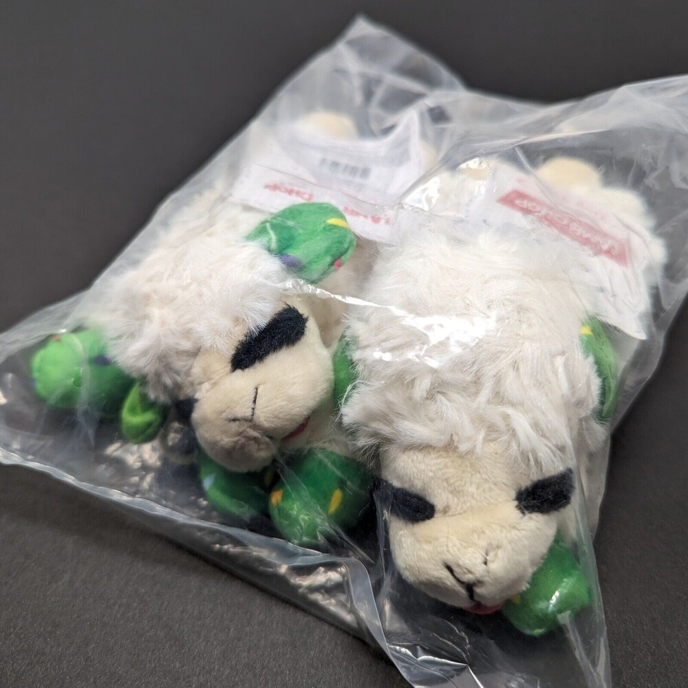 Pack Of 2 Lamb Chop Dog Toy 6" Squeaks with Green Ears Christmas Lights New